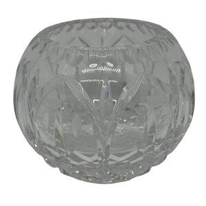Vintage Heavy Cut Lead Crystal Rose Bowl Vase Round Ball Star Cut Base Timeless
